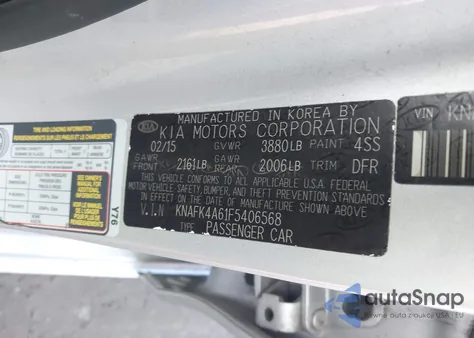 2015 Kia Forte Lx из США, поврежденный, VIN KNAFK4A61F5406568